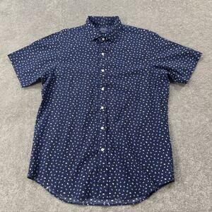 Polo Ralph Lauren Seersucker Flag Print Button Down‎ Short Sleeve Shirt Mens L